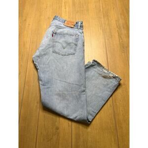 Levi’s 501 Jeans Actual Sz  W34 L29 Light Wash Distressed Ripped Button Fly